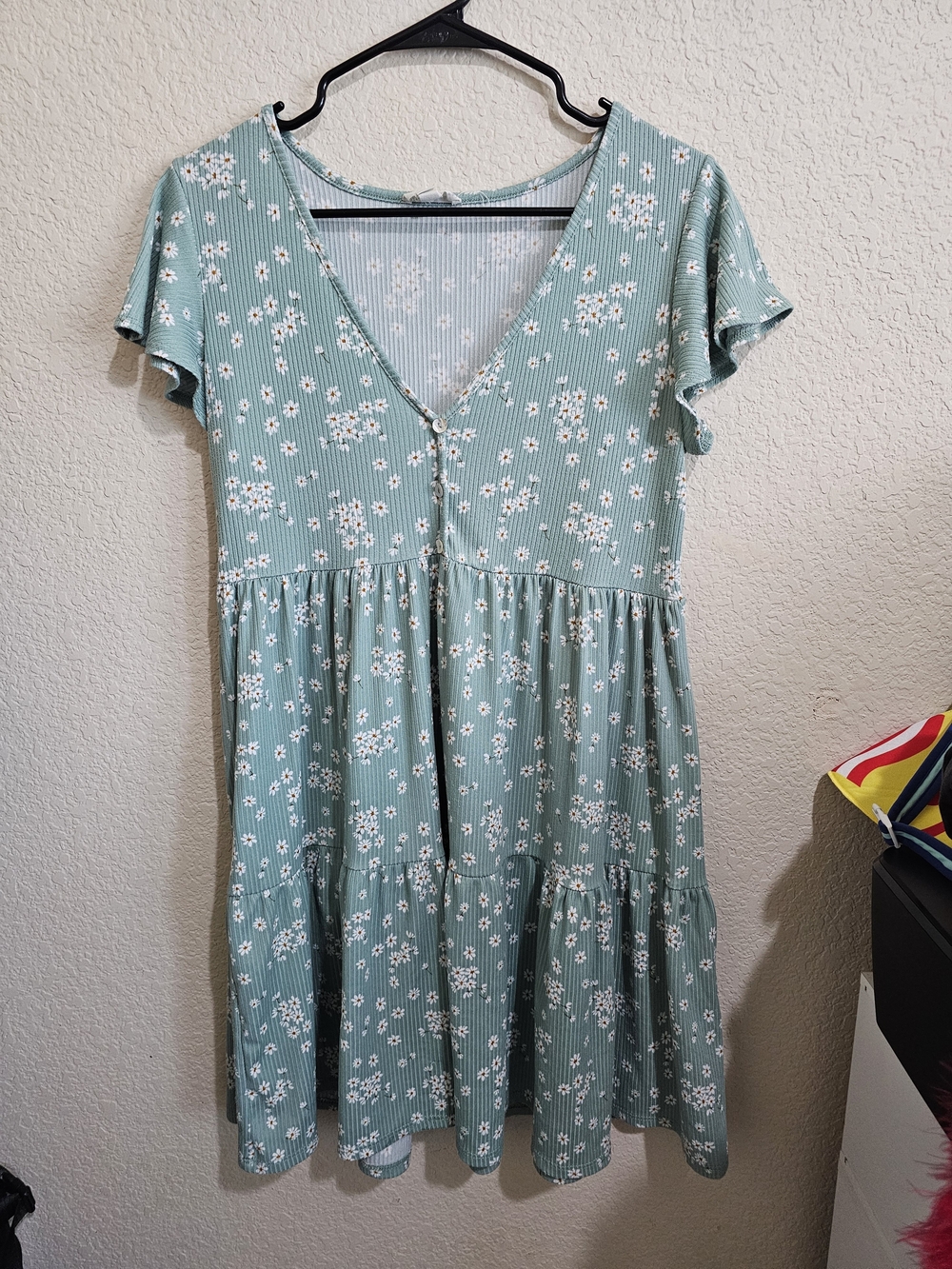 See You Monday Sage Green Floral V-Neck Tiered Midi Dress